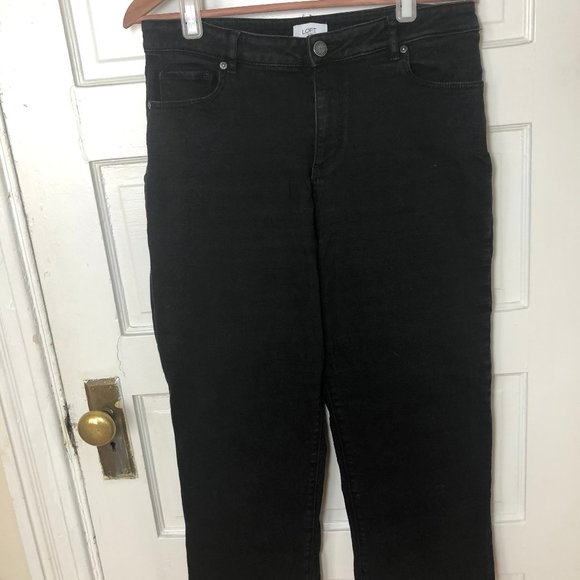 LOFT Outlet - High Rise Wide Leg Capri, Black - Picture 1 of 10